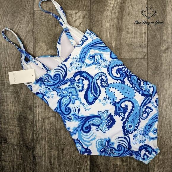 Ekouaer Elegant Inspired Vintage Pin up One Piece Swimsuit Size S - Picture 4 of 4